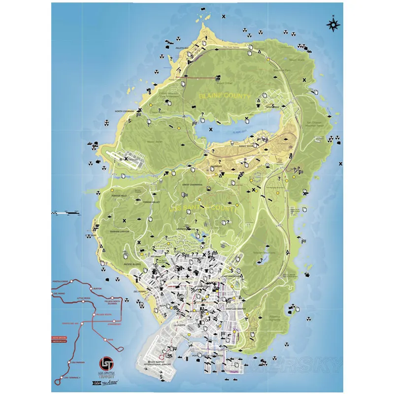 El póster V Mapa de GTA 5: Una obra de arte que transforma tu espacio con autenticidad y estilo