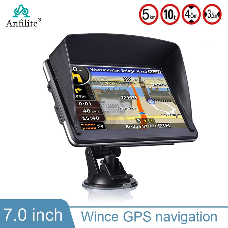 Anfilite 7 Inch Car Gps Navigation Touch Screen 265M+8GB Sat Nav latest Free Map Navitel Russia Europe france Britain map