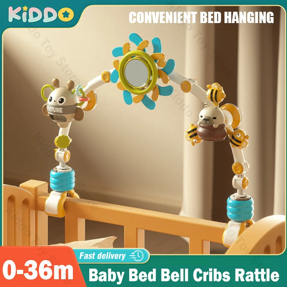 Baby Bed Bell Cribs Rattle Toys 0-36 Months Baby Mobile Newborn Bee Animal Shape Hanging Toys Bracket Baby Bed Toys Christmas