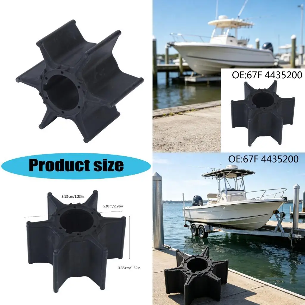 Water Pump Impeller, 67F-44352-00 Reference Part with Rubber Construction for Outboard Motor Worn Impeller Replacement and H9EE