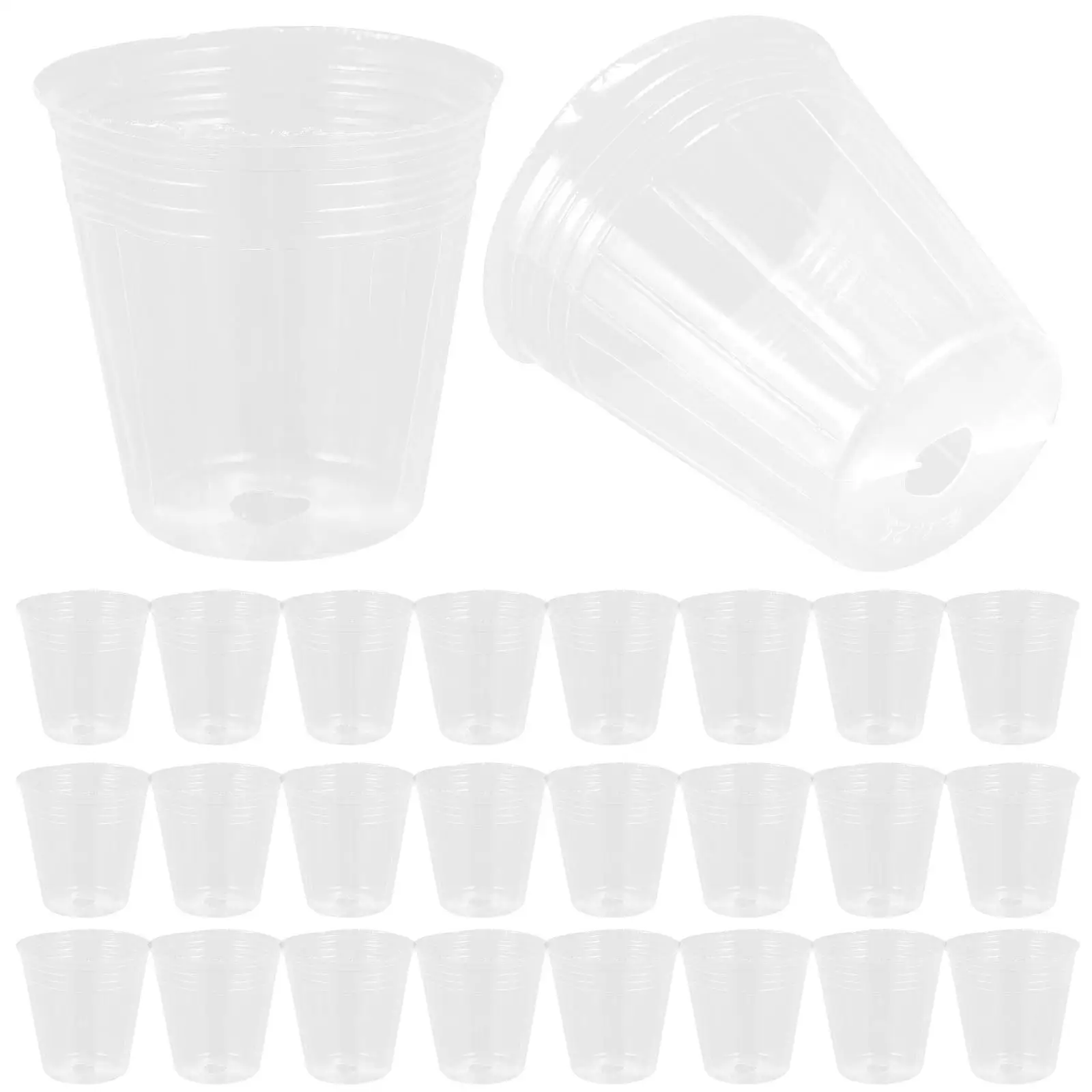 

50 Pcs Clear Plastic Nursery Pots for Indoor Plants Starter Cups Drainage Small Medium Planting Containers Succulents Landscape