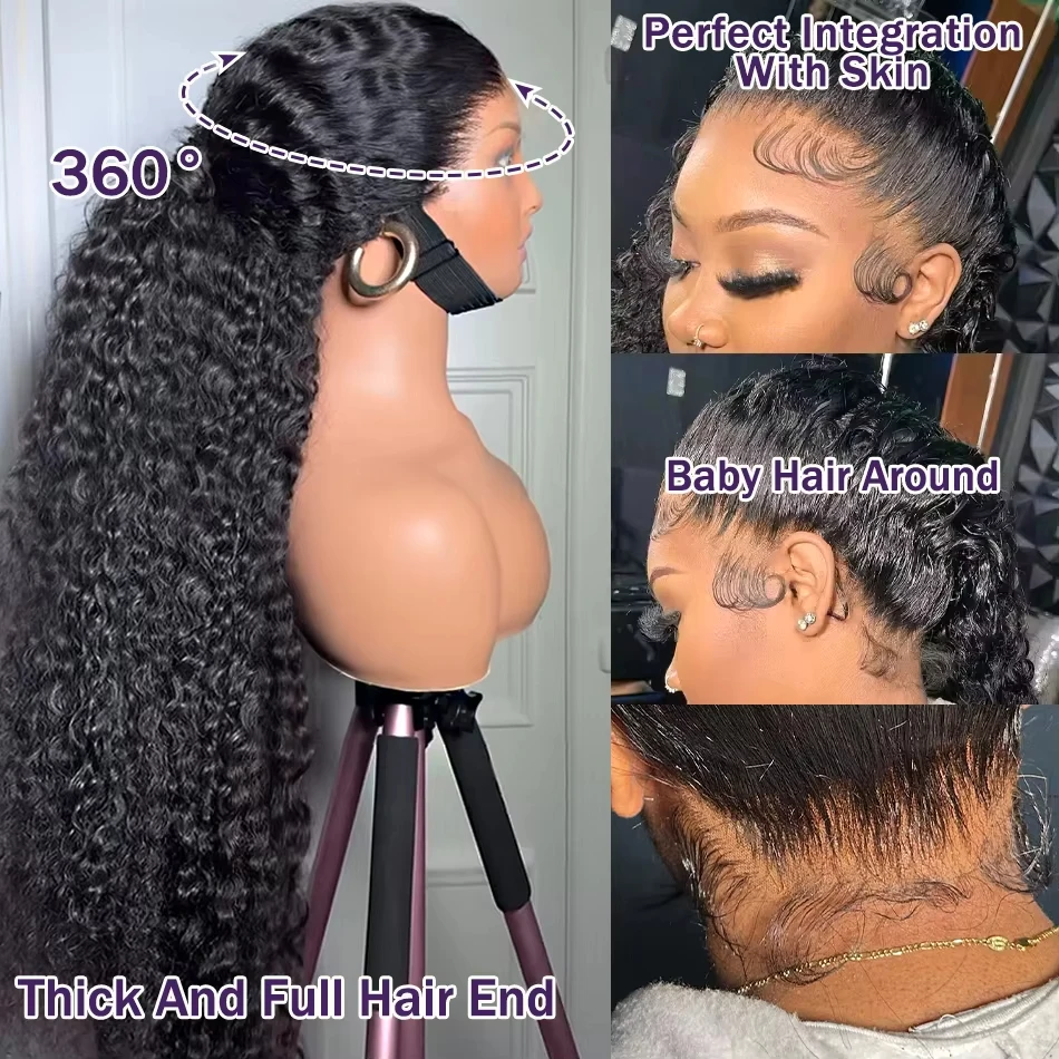 SoGreat 360 Hd Full Lace Wig Human Hair Glueless Wig Pre Cut Lace 200 Density Deep Curly 360 Lace Front Wig Preplucked For Women image 3