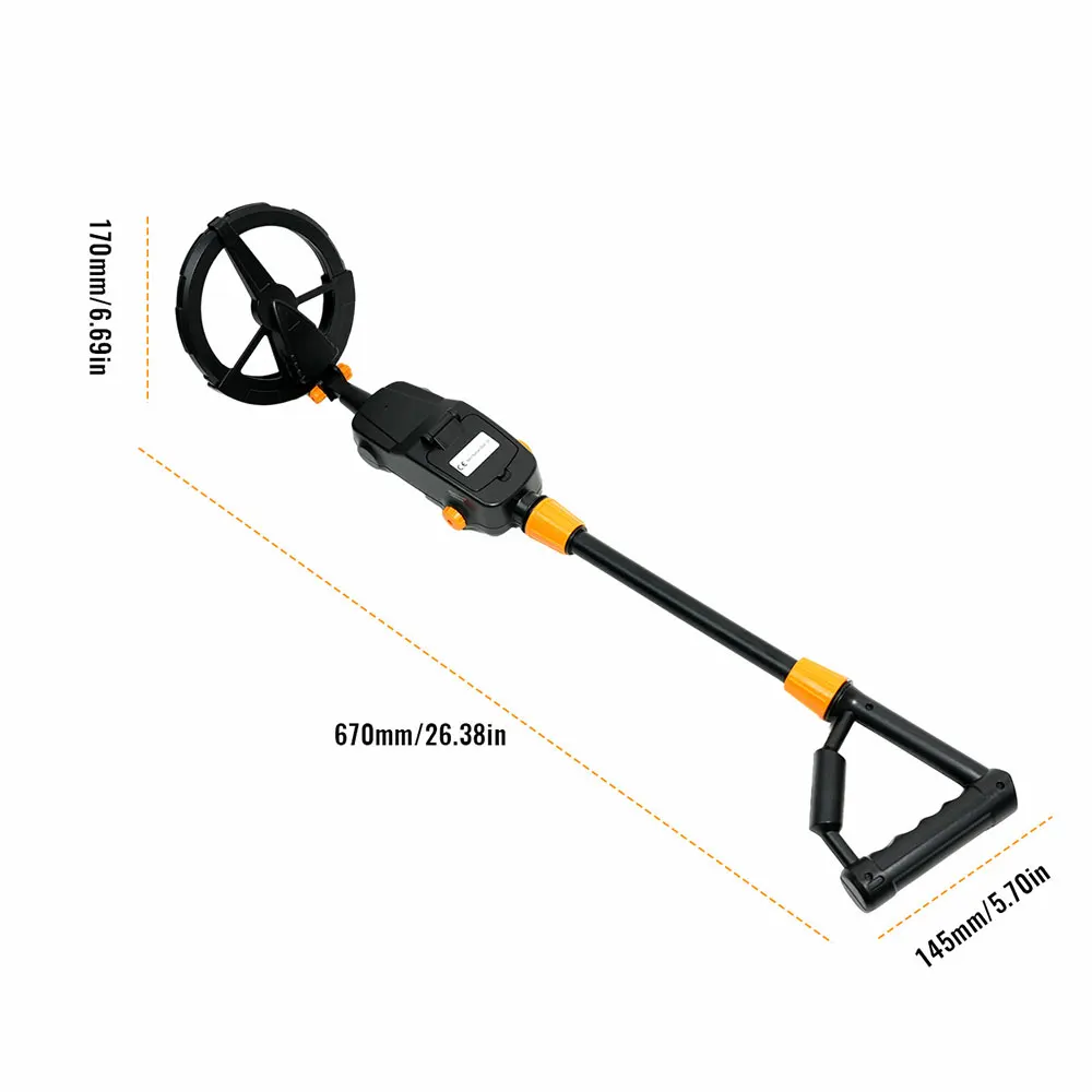 Waterproof Adjustable Kids Gold Metal Detector with 7.4 Inch Coil and 24-35 Inch Lightweight Shaft