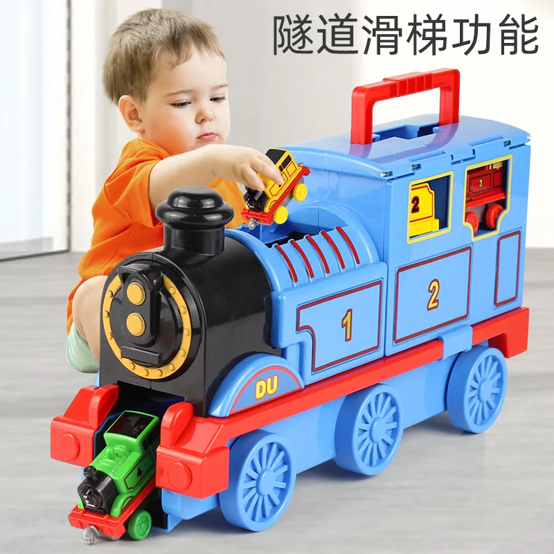 Rail train suit combination train track Orbital Set Big Size Train Storage Box Die casting alloy model Children toy Gift