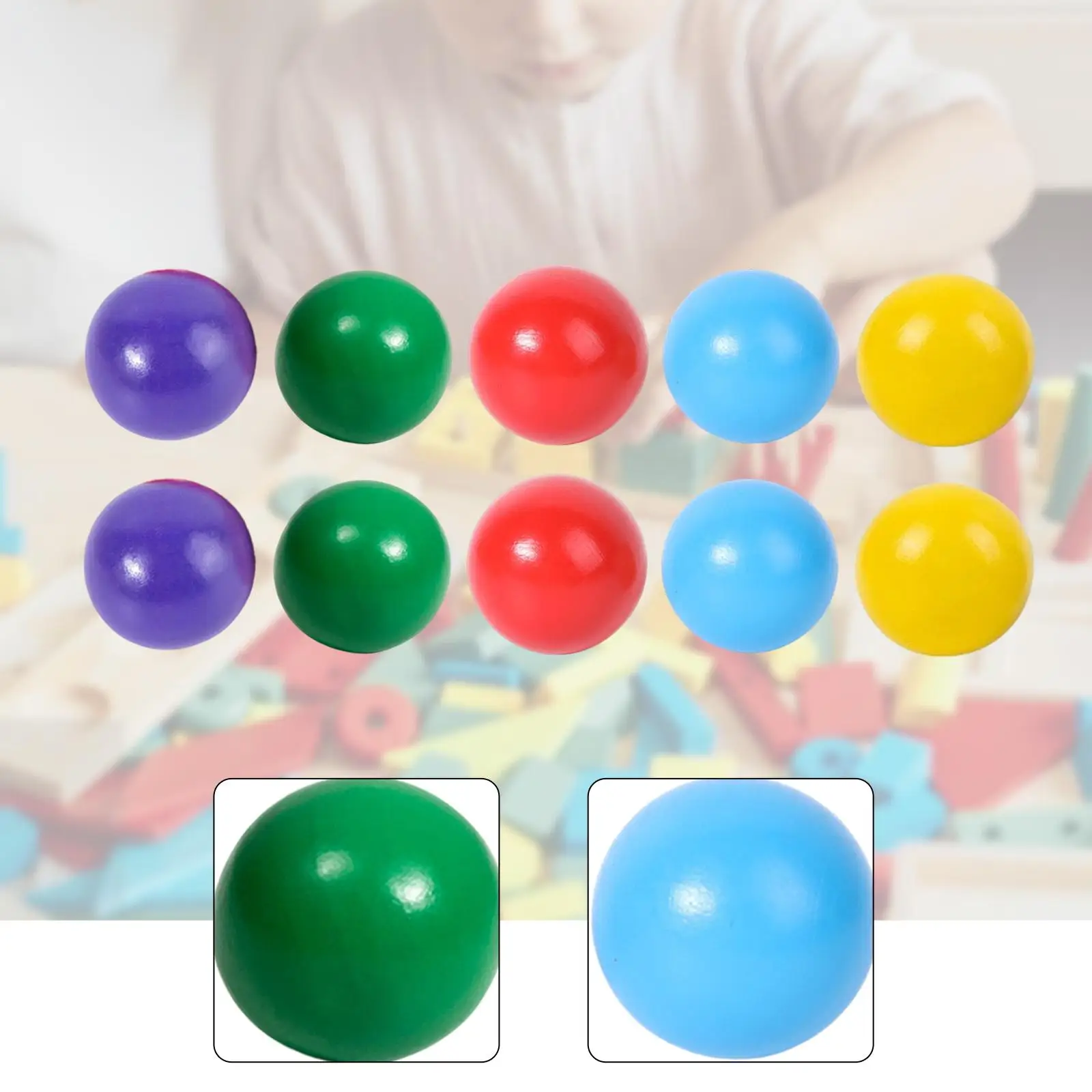 Boules en bois arc-en-ciel, jouets de comptage, matériaux d'apprentissage préscolaire, 10 pièces
