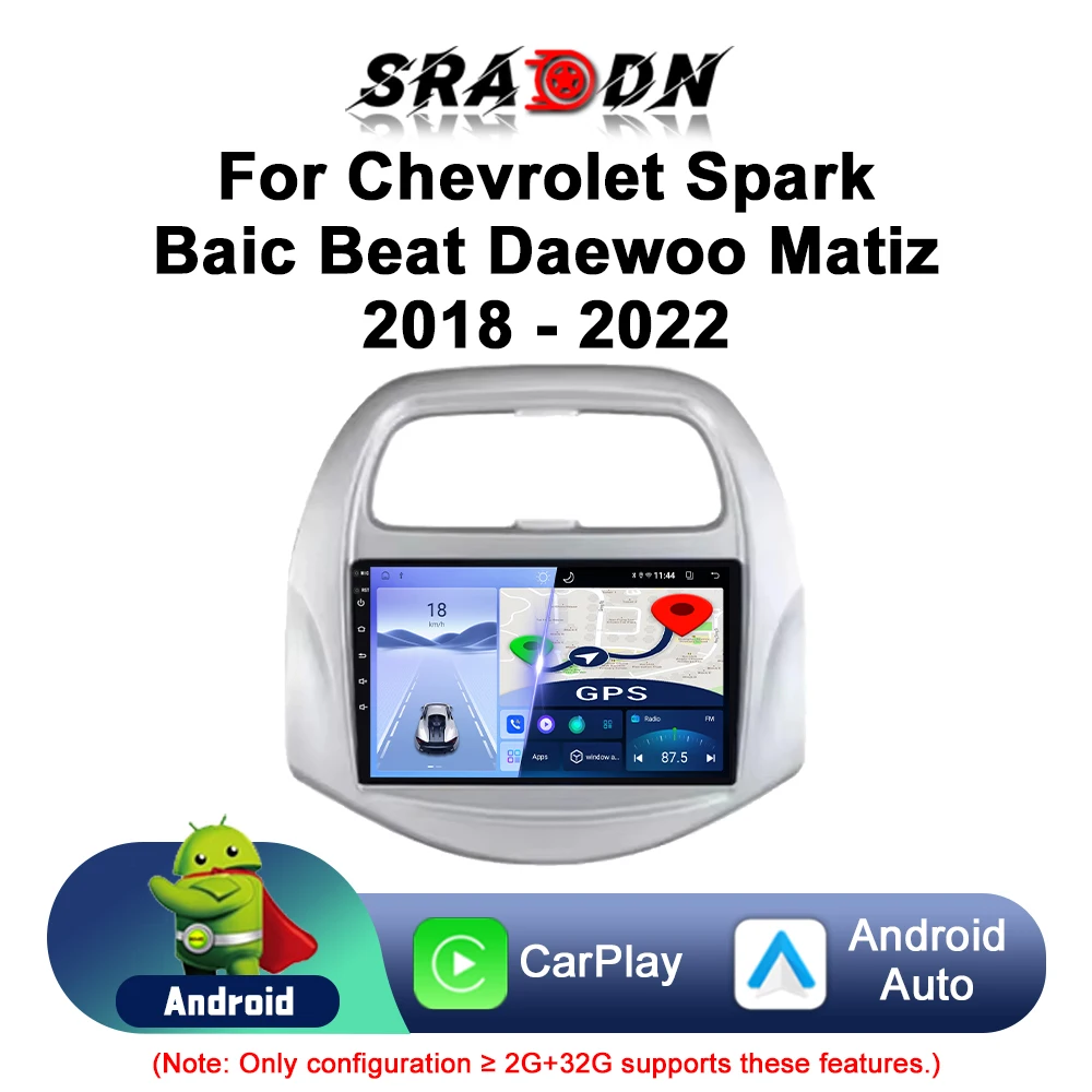 Radio con Android para Chevrolet Spark, Baic Beat, Daewoo Matiz 2018, 2019, 2020, 2021 y 2022, reproductor multimedia de vídeo, navegación GPS, Carplay, pantalla táctil