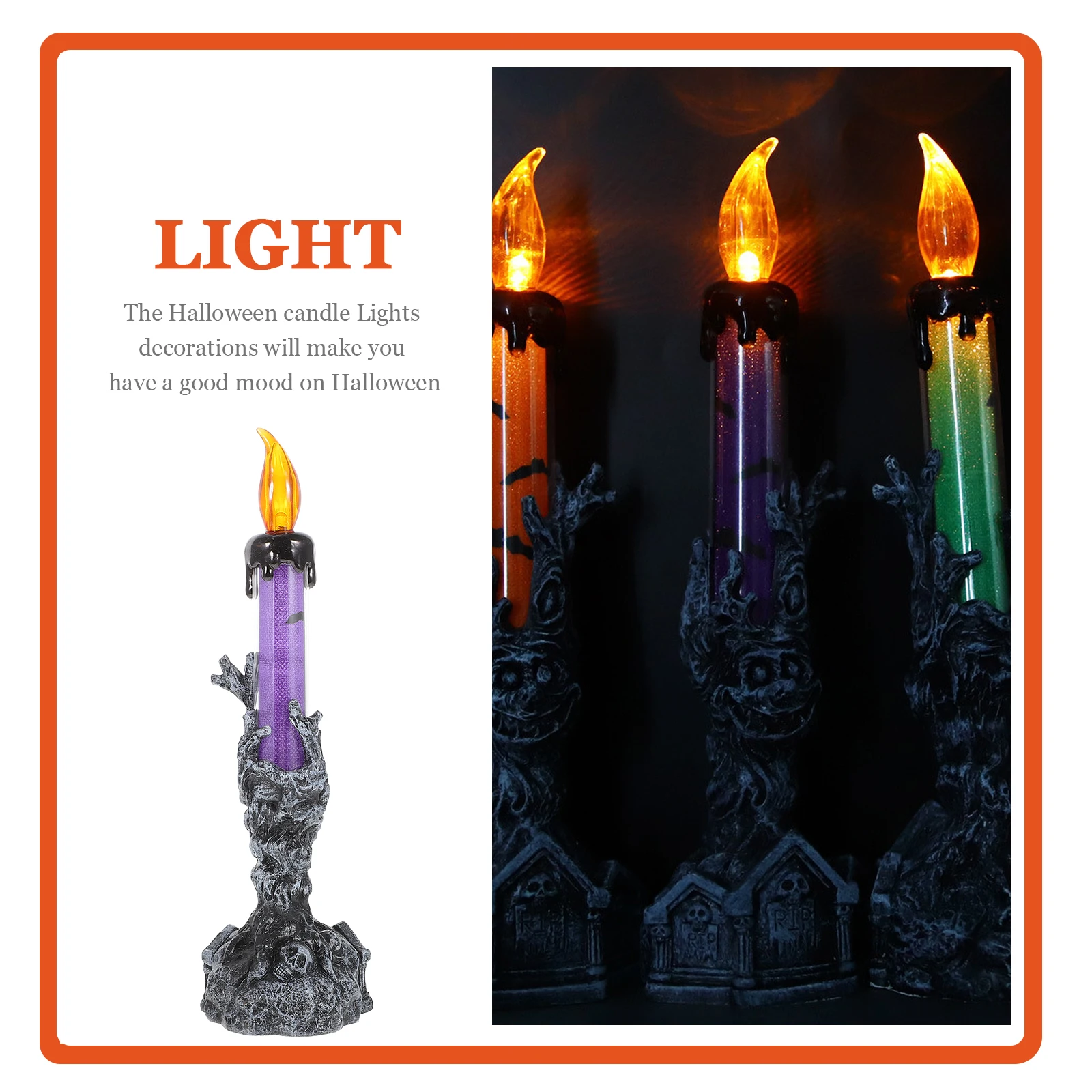 

2pcs Halloween Light Led Flameless Candles Simulation Pumpkin Face Grave Lamp Decorations For Party Home Flickering