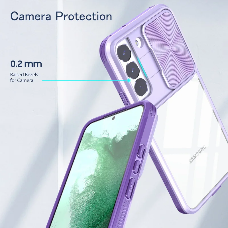 Shockproof Armor Clear Phone Case For Samsung Galaxy S25 S24 S23 S22 Ultra Plus S21 S20 FE A54 Slide Window Camera Protect Cover