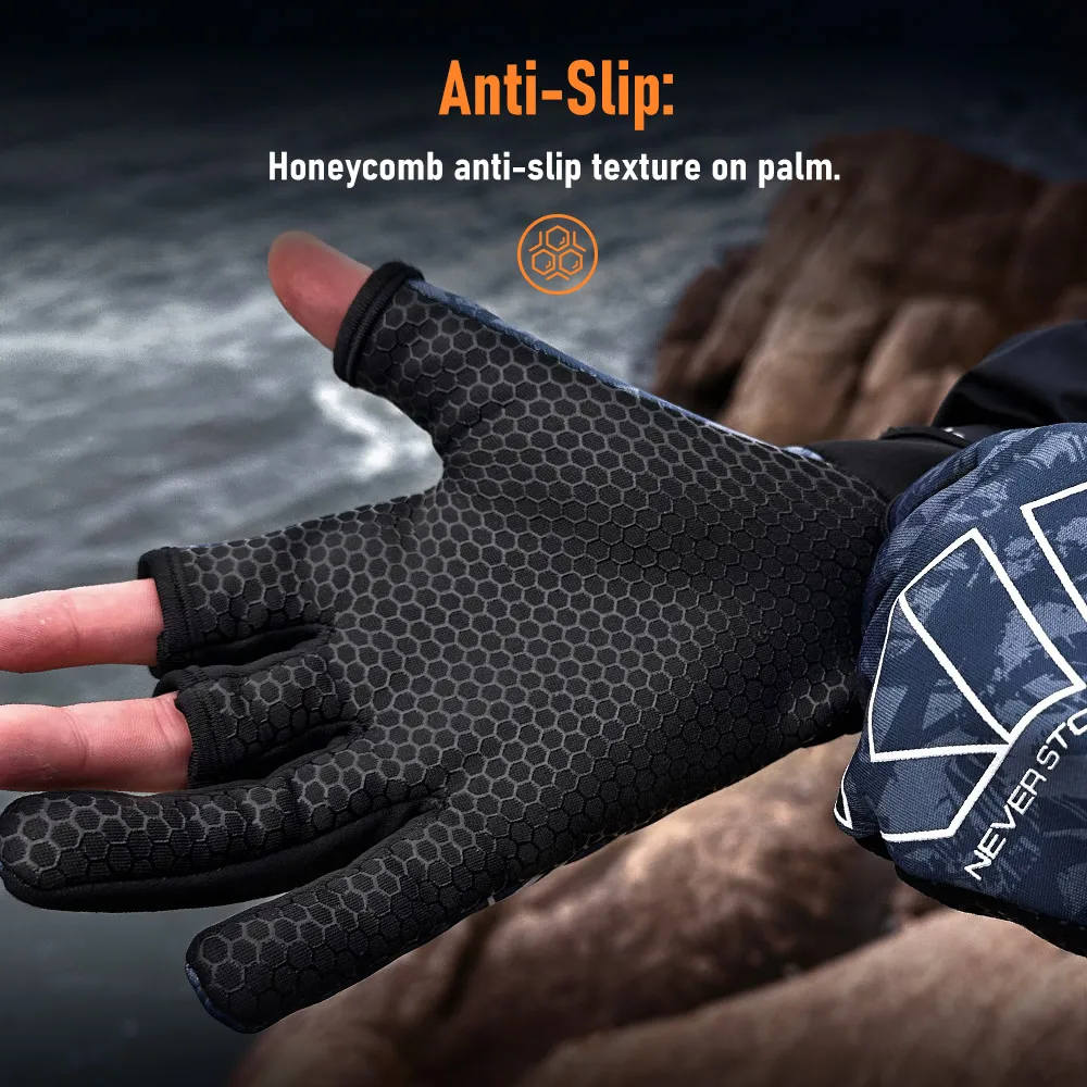 Guantes de pesca invierno con dedos descubiertos antideslizantes - imagen 5