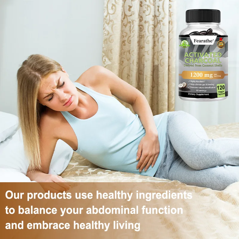 Biologische kokosnoot geactiveerde houtskool - Helpt de spijsvertering te bevorderen, ontgifting en smering om de normale darmfunctie te bevorderen