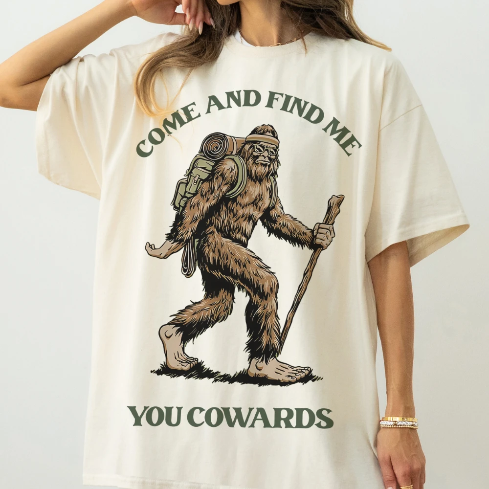 Fun Bigfoot T-shirt, unisex Bigfoot Saskatchewan oversized graphic T-shirt, sci-fi monster fun clothing  Unisex pure cotton top