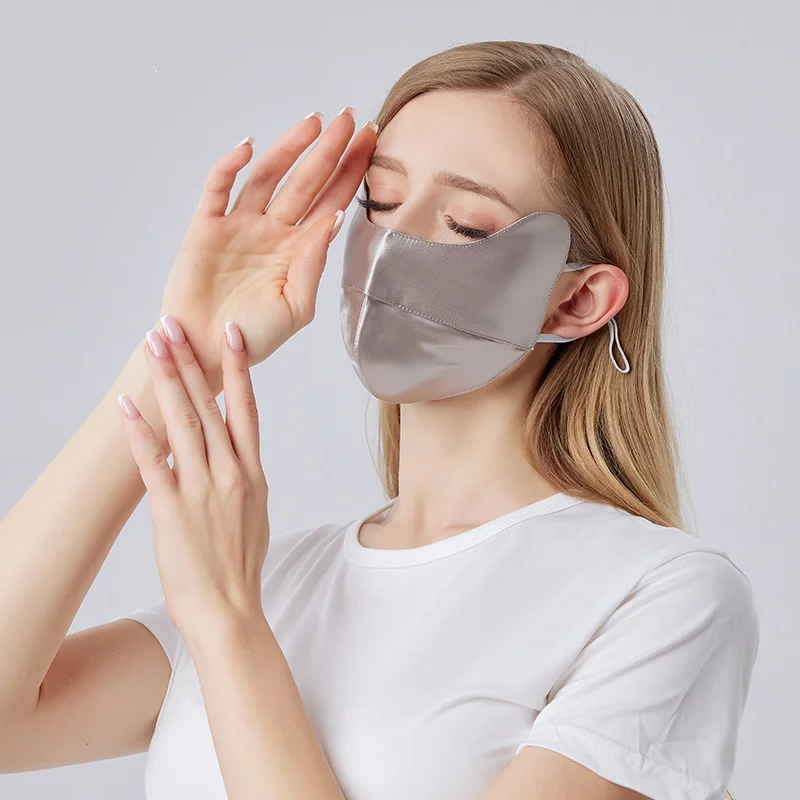 Birdtree 22 mm maschera di seta naturale a doppio strato al 100%, maschera per adulti con protezione UV in raso tinta unita per donna per parasole esterno A59236JF