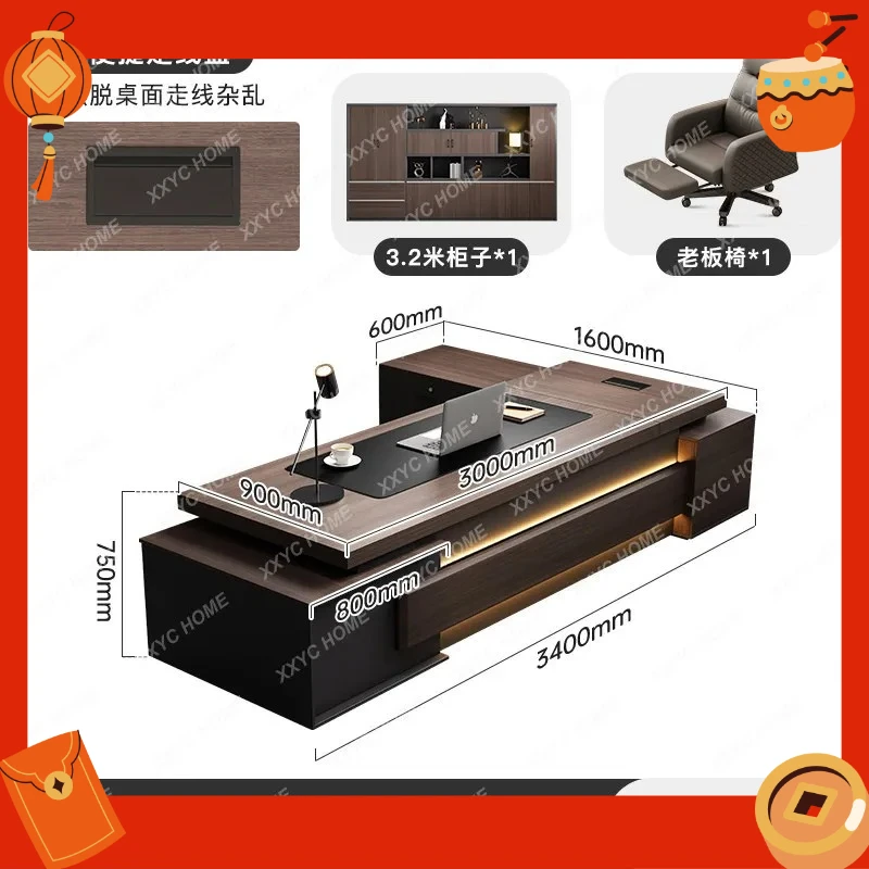 A  Boss desk, executive simple modern boss office  executive manager office desk and chair set, supervisor furnitu