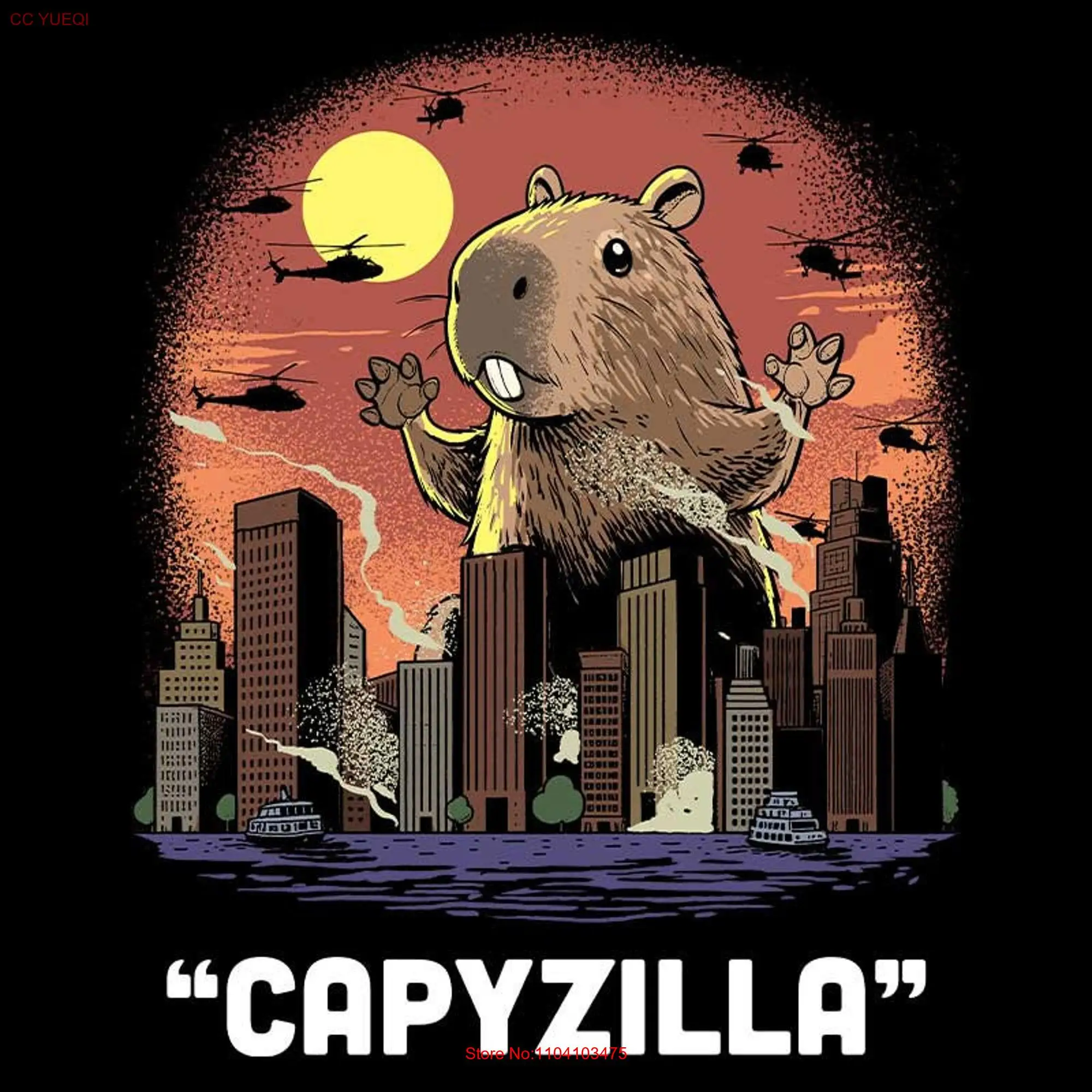 Funny Capybara T Shirt For Women Capyzilla Monster Her RodenT Mens Cappy Bara long or short sleeves