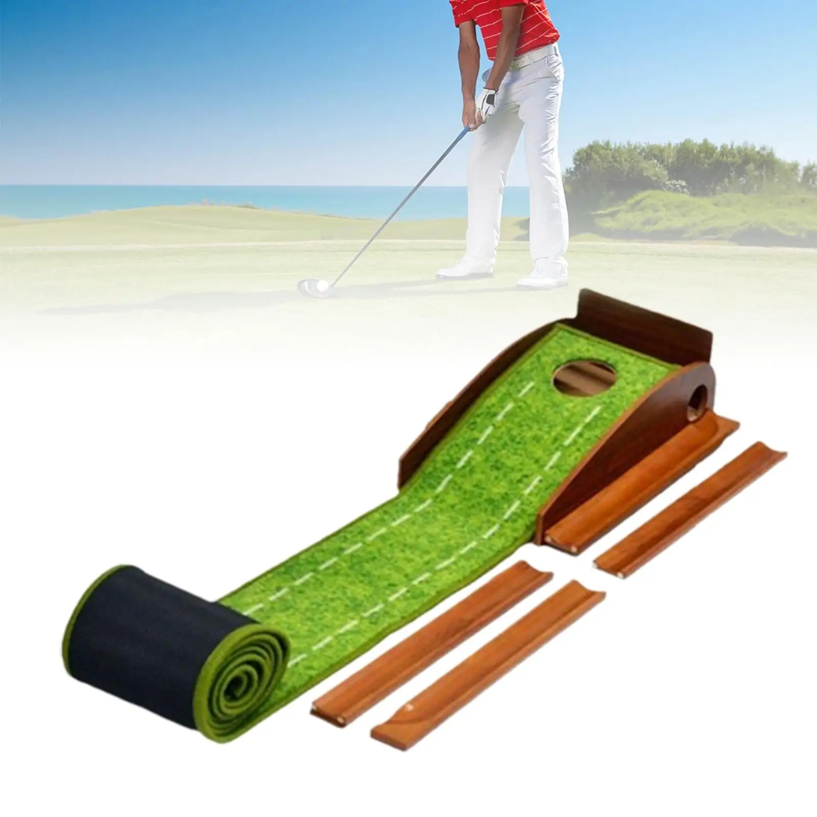 Golf Putting Green Mat Golf Training Aid Professional Space Saving Automatic Ball Return Function Pad for Backyard Outdoor