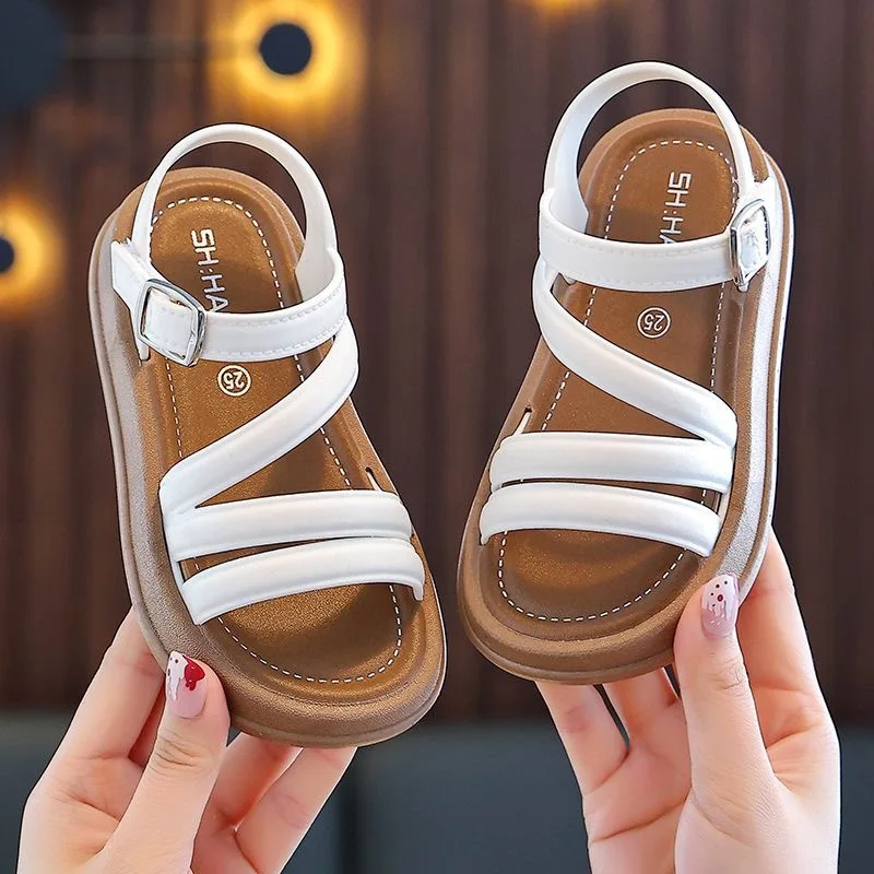 Girls Sandals 2024 Summer Casual Children Sandals Girls Flat Shoes Fashion Casual Non Slip Kids Beach Shoes