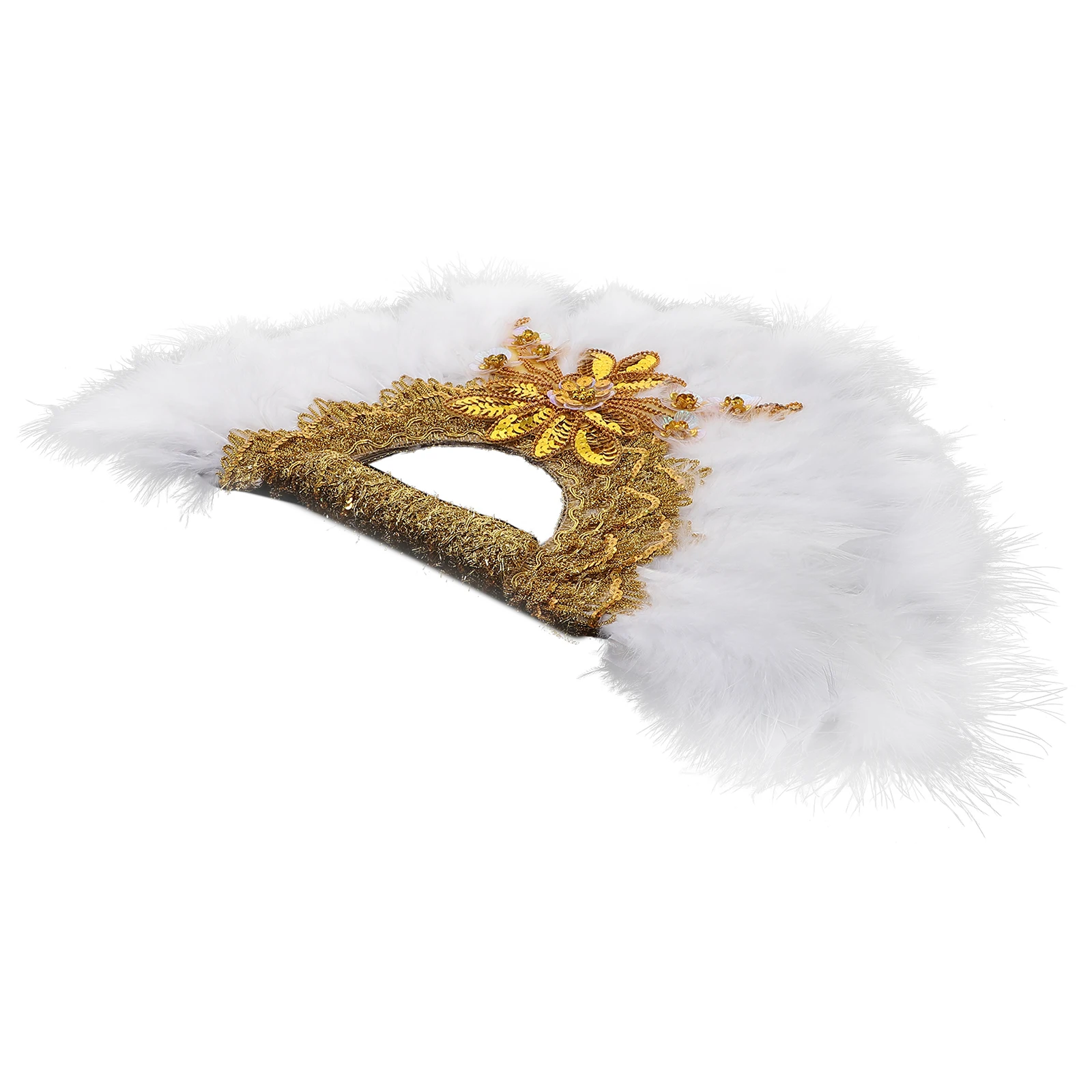 

Golden Fringe Fan Handmade Premium Material Photography Prop for Wedding Party Dance Performance Delicate Fans
