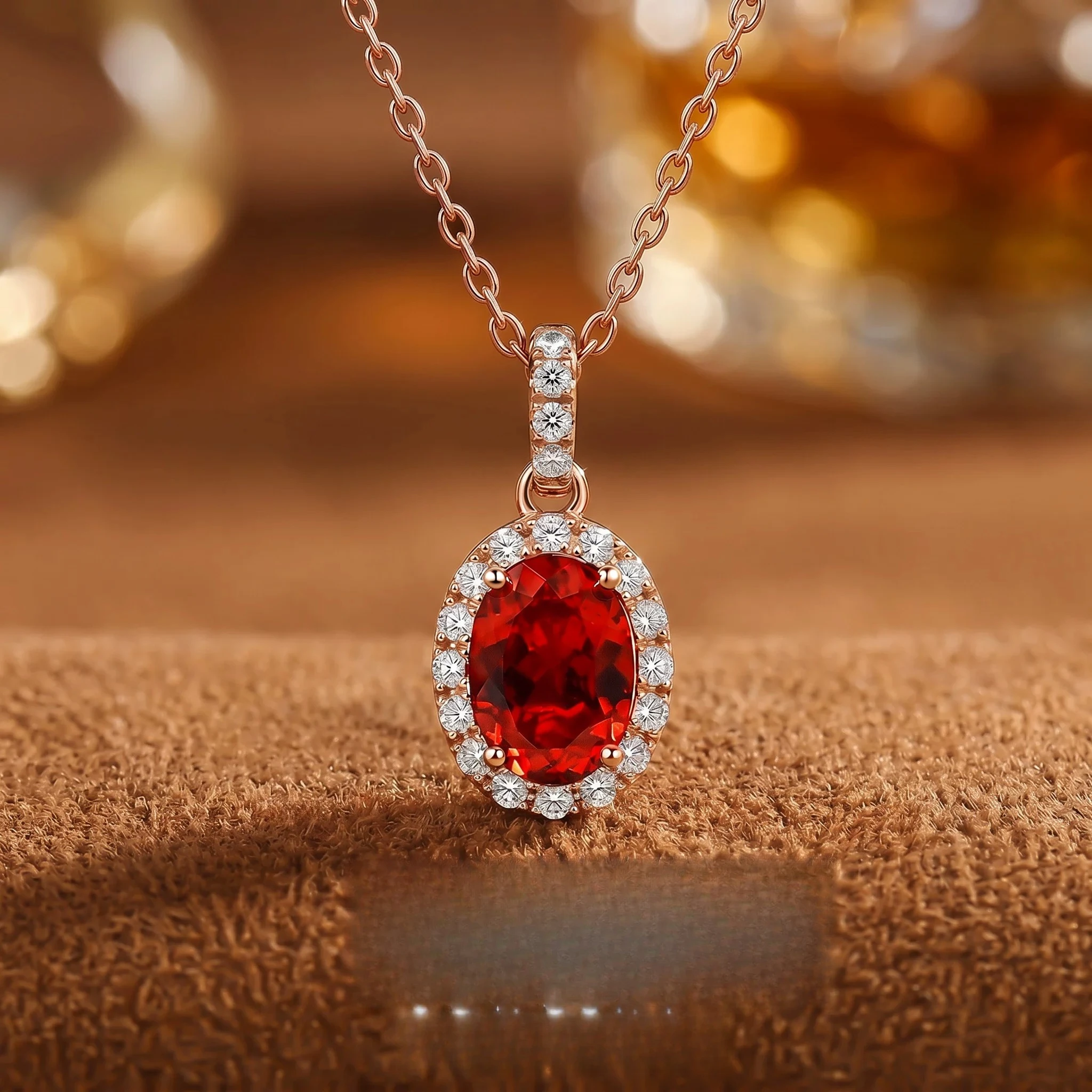 

S925 Silver Necklace 5 * 7mm Elliptical Zircon Rose Gold Exquisite Surrounding Women's Jewelry