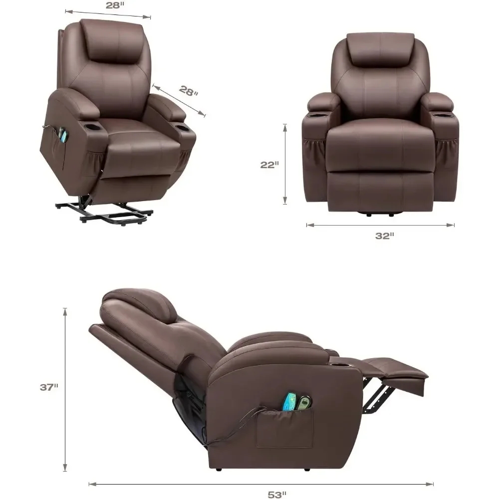 Electric Power Lift Recliner Chair for Elderly Reclining Sofa for Living Room with Massage and Heat,Side Pockets and Cup Holders