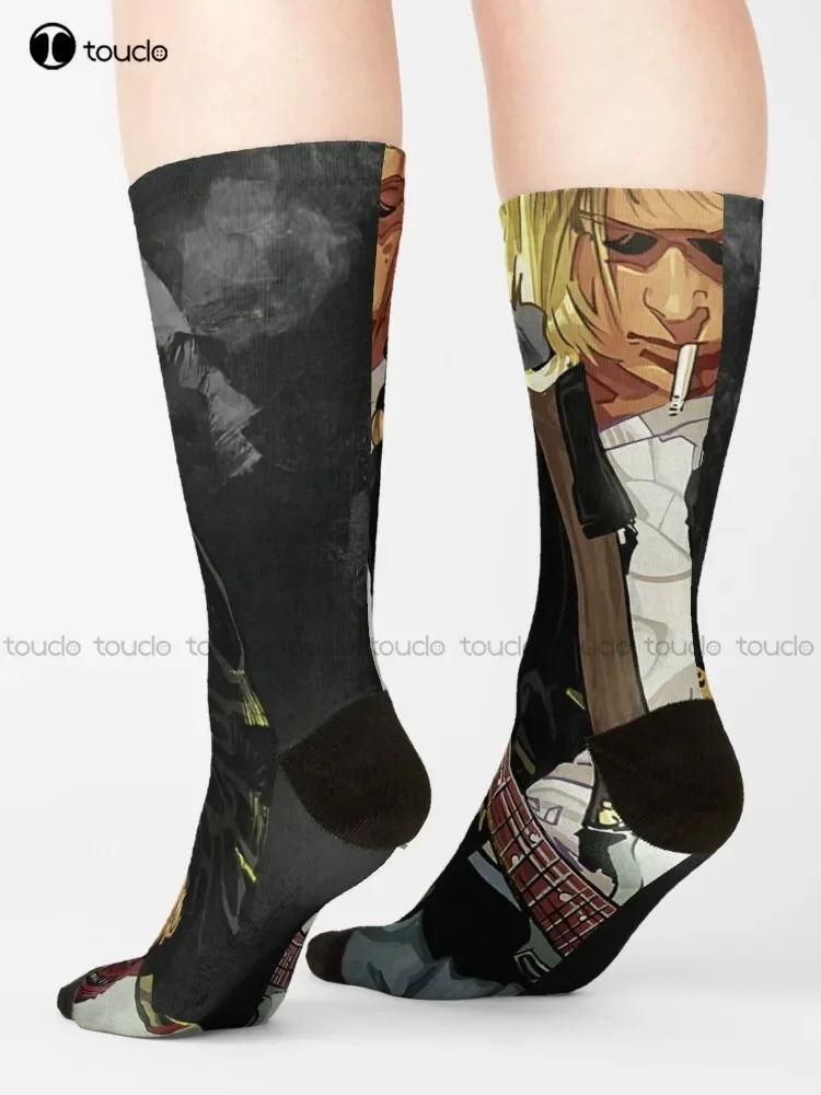 Kurtcobain Playing Guitar Socks Black Socks For Women Christmas Gift Unisex Adult Teen Youth Socks Custom 360° Digital Print