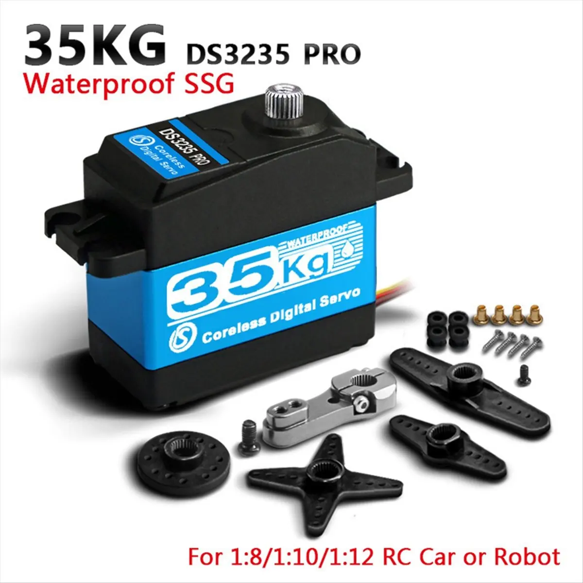 A86G NEW 35kg Digital Servo High Torque Metal Gear Servo IP66 Waterproof High Speed Servo for 1:8/1:10/1:12 RC Car or Robot
