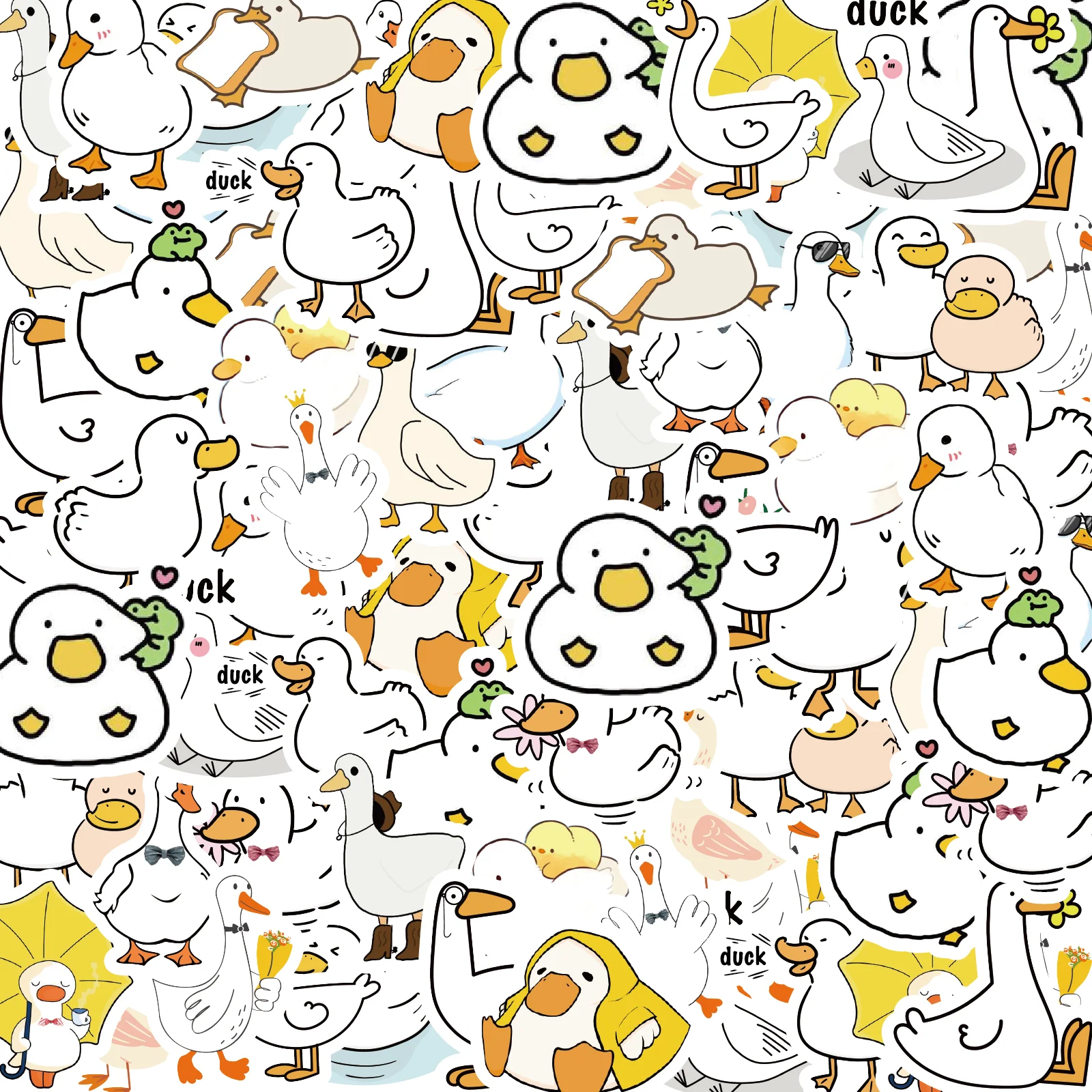 46PCS Penguin, Capybara, Ducklings, Cute Theme Stickers Decorated Water Bottle Notebook Skateboard Stationery And Toy Decals