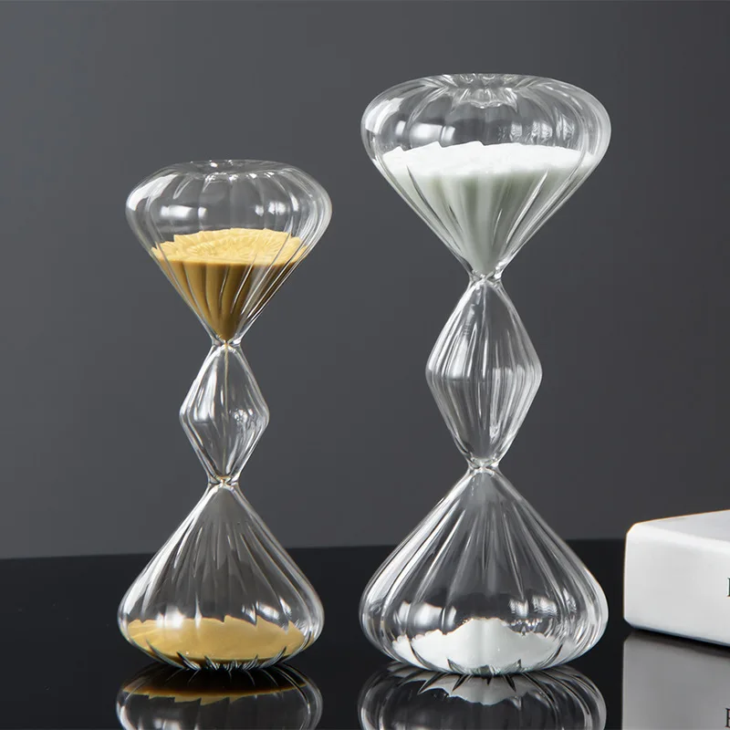 WW Creative Gifts Striped Glass Hourglass Timer Threaded Water Drop Hourglass, Glass Hourglass Crafts