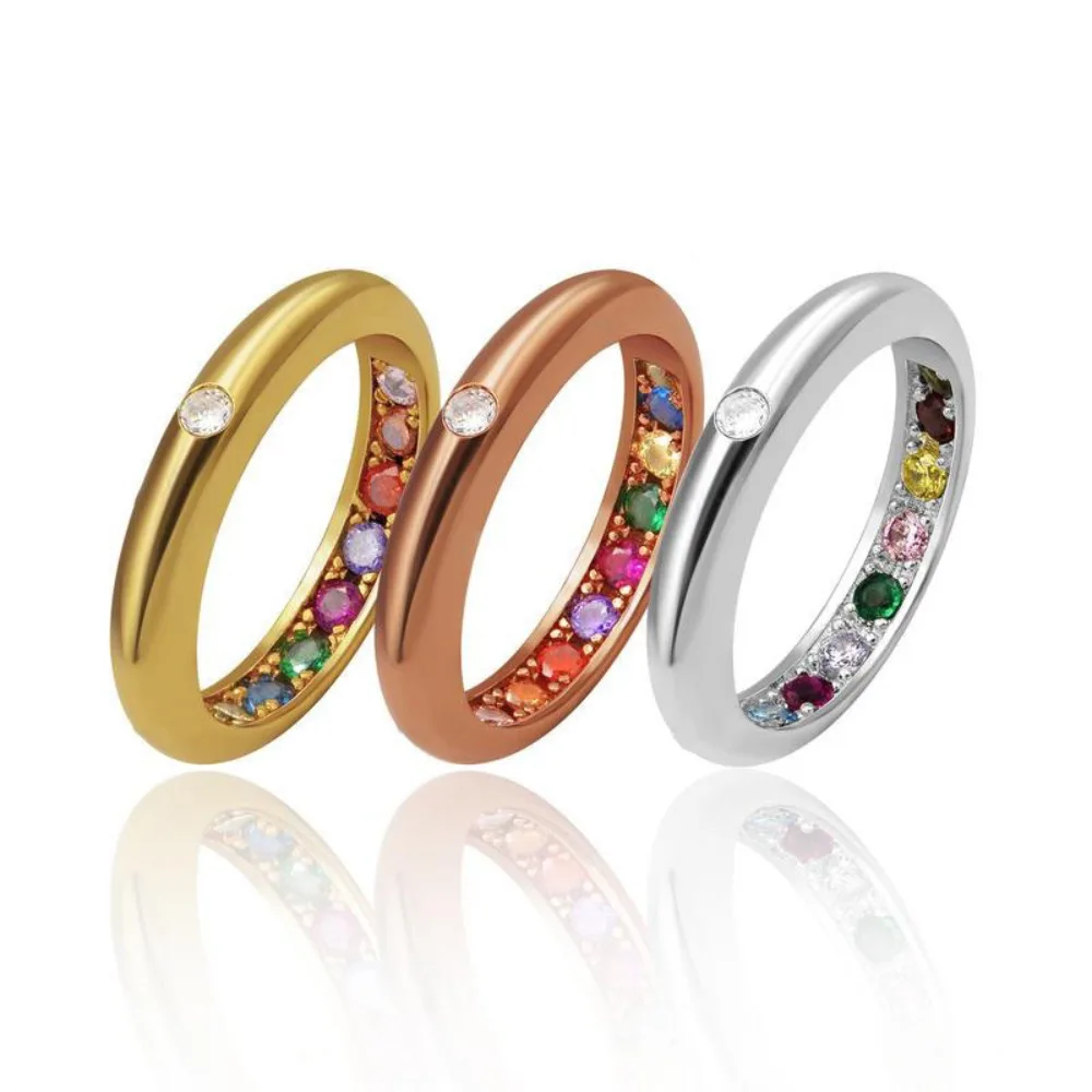 Creative Personality 925 Sterling Silver Embedded Dopamine-colored Zircon Rings for Women Thai Popular Hide Wealth Ring Jewelry