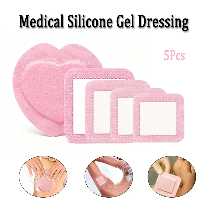 5Pcs Polyurethane Foam Dressing Patches, Medical Adhesive Wound Bandages for Pressure Ulcer Decubitus Bed Sore Coccyx Care