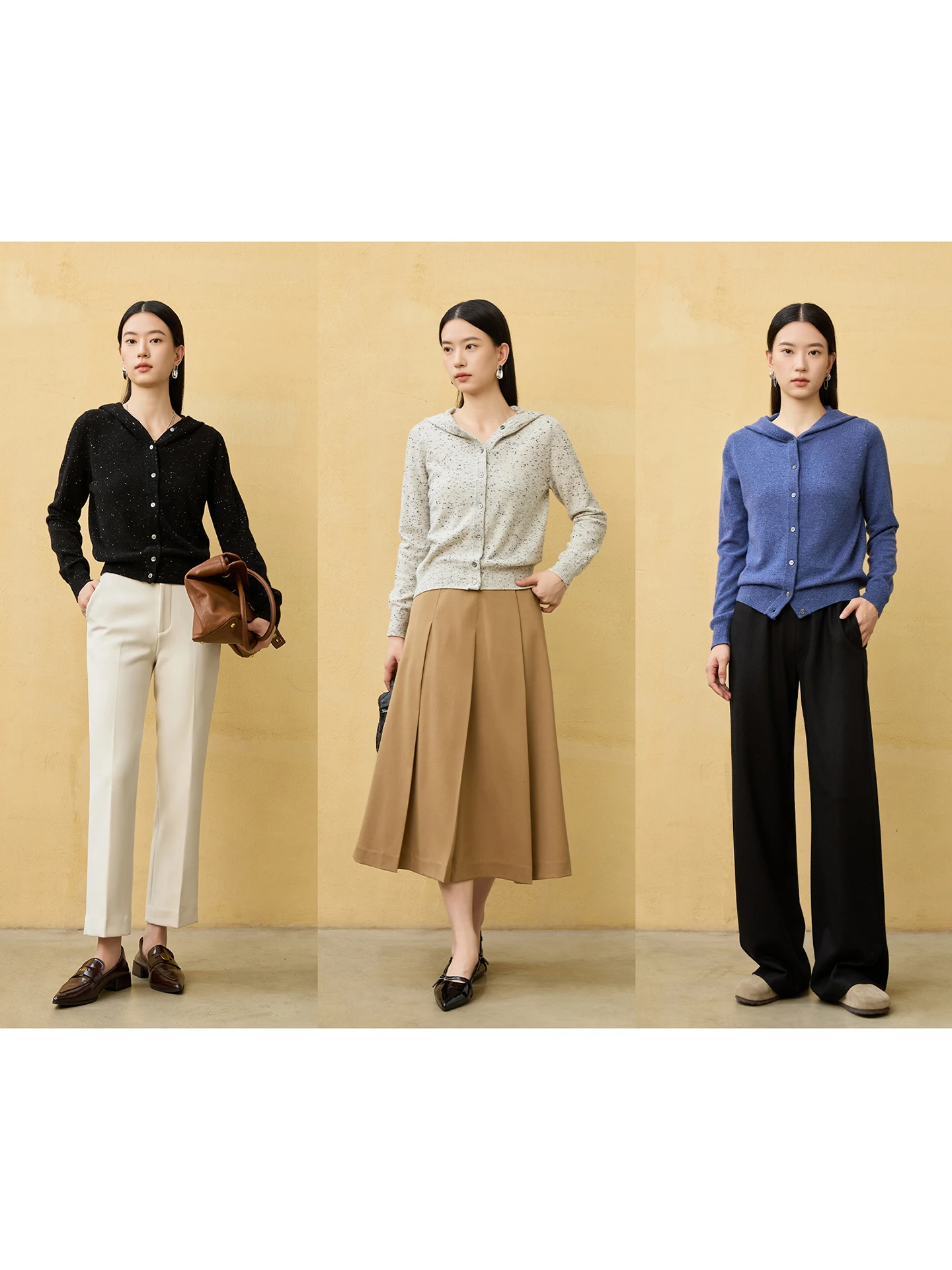 

Jaimin, осенне-зимний открытый кардиган Pure Camere с капюшоном, повседневный свитер Camere 65023, женский мягкий длинный свек на пуговицах