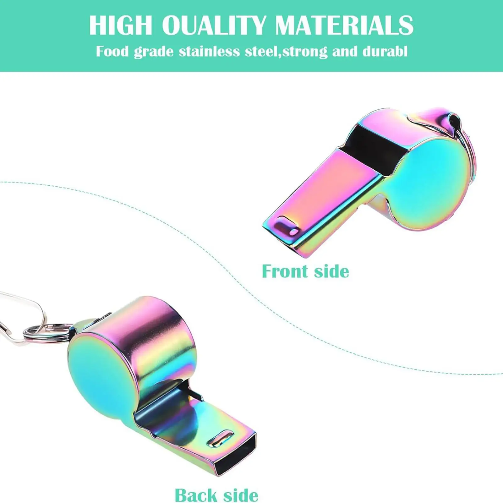 صفارة رياضية من الفولاذ المقاوم للصدأ للمدربين مع حبل لوازم خارجية مع صوت عالي هش لمدربي الحكم #4