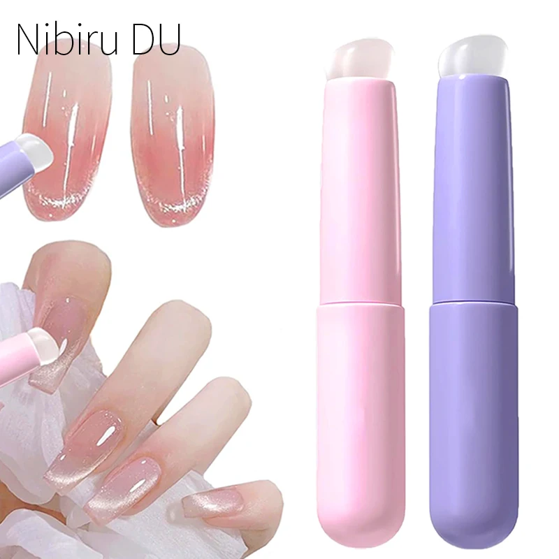 Nail Art Silicone Applicator Sticks Nail Brush Reusable Lip Brushes for Gel Nails Portable Applicator Stick DIY Manicure Tools