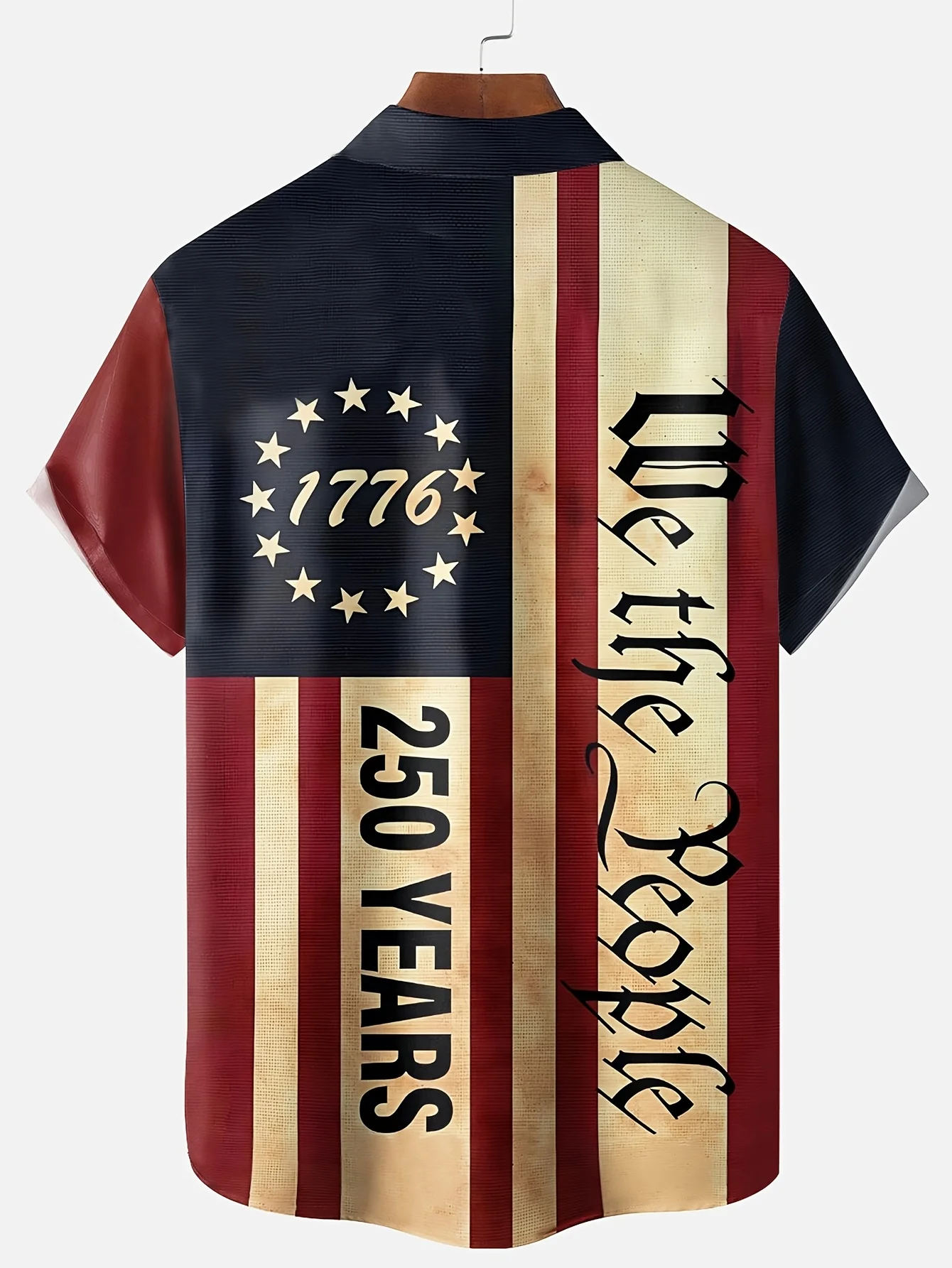 3D printed 250th anniversary American flag summer men's loose short-sleeved shirt, suitable for casual street wear