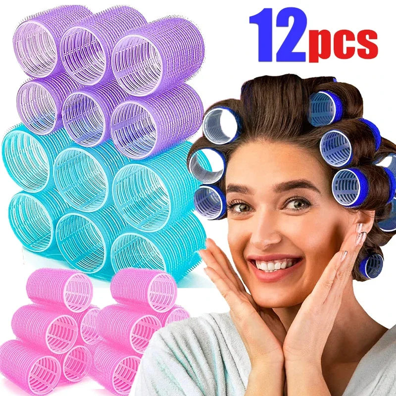 6/12pcs Self Grip Hair Rollers Magic Hair Curlers Set Salon Hairdressing Heatless Curling DIY Hairstyle Tools for Women Girl