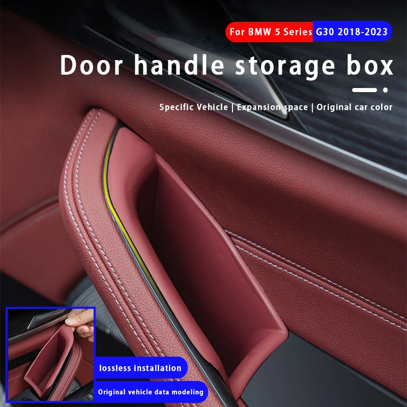 

Car Door Handle Storage Box For BMW G30 5 Series 2018-2023 Inner Door Handles Sundries Organizer Box Interior Accessories