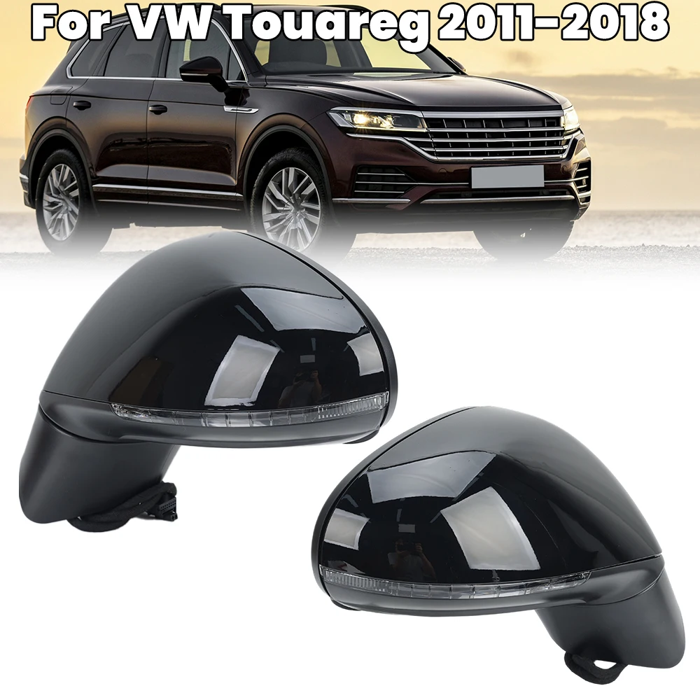 15+2 Pins Rearview Mirror Assembly，VW Touareg 2011-2018 Power Folding Heated Memory Anti-Glare Side Mirror Car Accessories