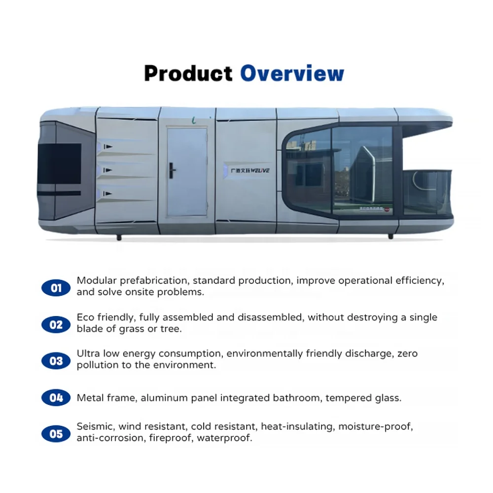 المضادة للتآكل دائم الجاهزة وحدات المنزل المحمول في الهواء الطلق الذكية التحكم الصوتي الفضاء كبسولة البيت #2