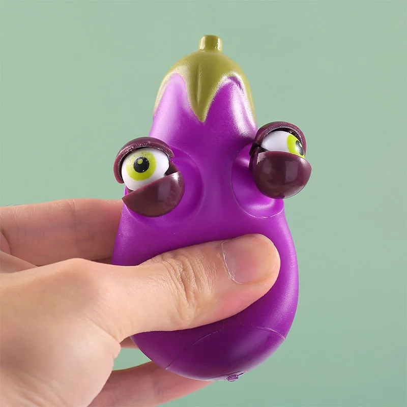 Anti-Stress Toy Eggplant With Narrow Eyes Squeeze Fidget Toys Squishy Funny Stress Relief For Kids Adults Gift Prop 1pcs J184