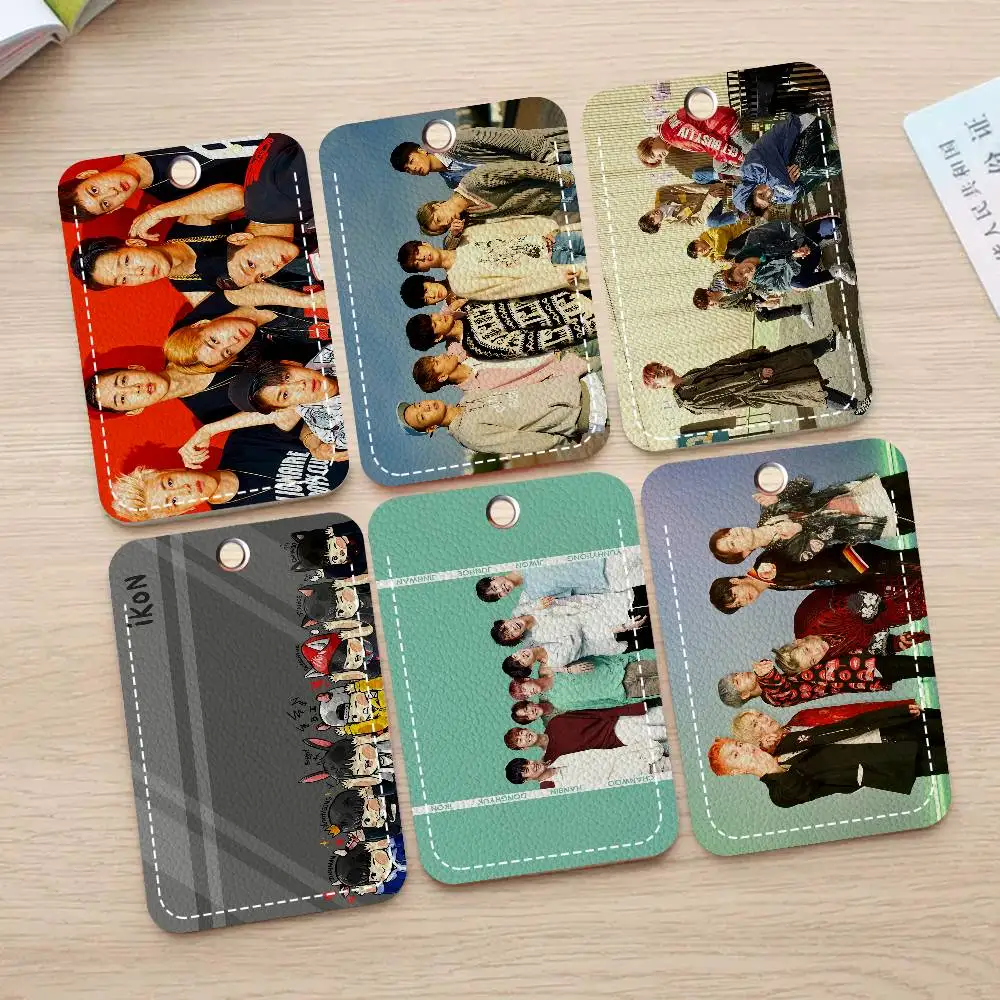 music group I-Ikon Kpop Band Personalised Print Card Holder Suitable for Holder Girls Door Card Case Women Badge Holder Keychain