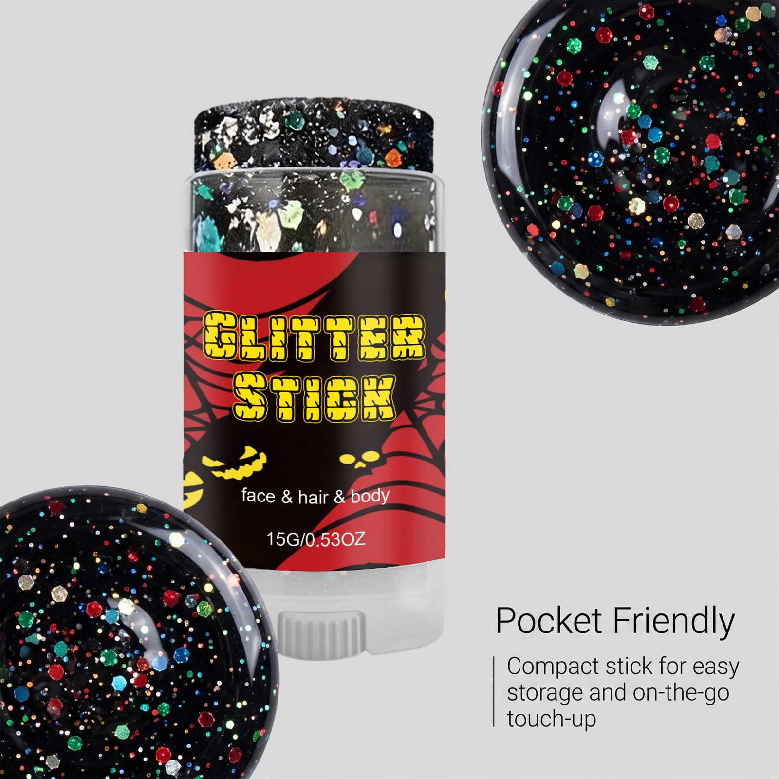 Körper- und Gesichts-Glitzerstift, funkelnder Pailletten-Glitzer-Gel-Stift, Kosmetik-Haarglitzer, Festival-Make-up für Halloween- und Weihnachtsfeiern – Detail 6