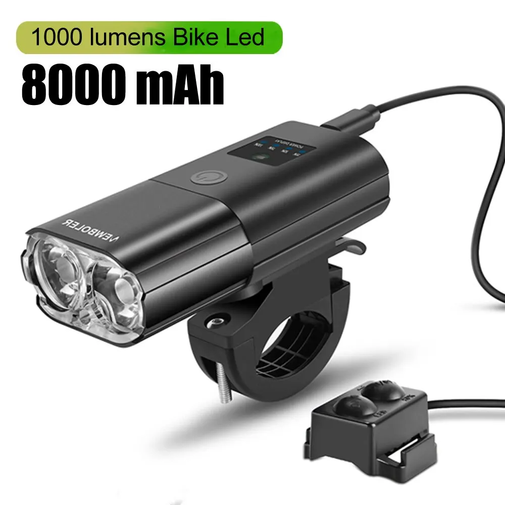 Bicycle Light 1000Lumen 4000mAh Bike Headlight Power Bank Flashlight Handlebar USB Charging MTB Road Cycling Highlight