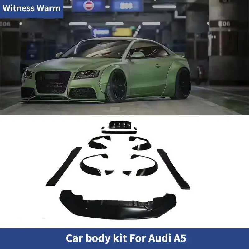 

Для Audi A5 FRP Углеродное волокно Широкий комплект кузова Передний бампер Губа Боковые юбки Задний диффузор Спойлер Крыло Автомобильное колесо Брови 09