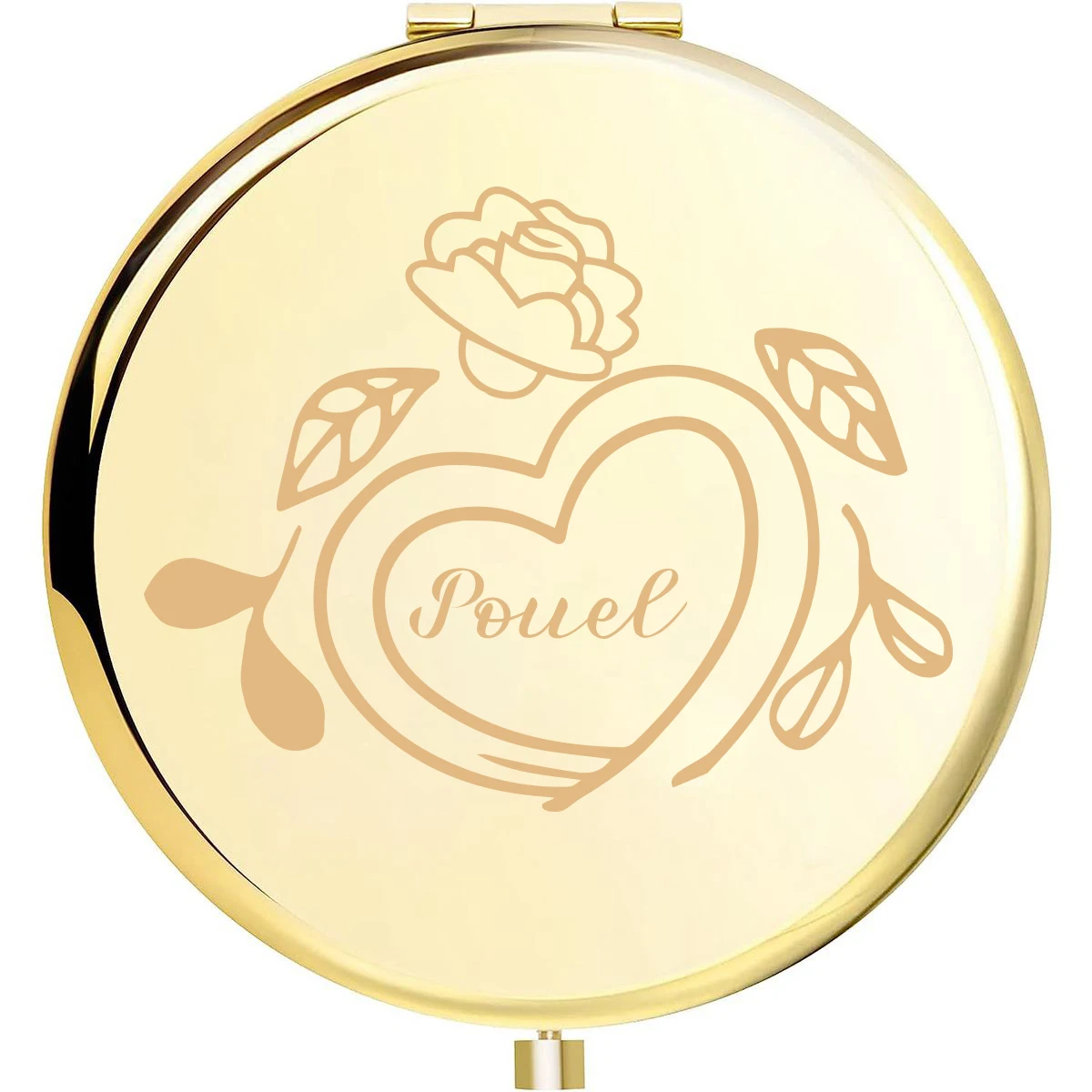 1 قطعة الحب الإبداعي مع زهرة اسم مخصص أضعاف مرآة جيب مرآة مع اسم مرآة لوضع مساحيق التجميل هدايا حفلات الزفاف #2