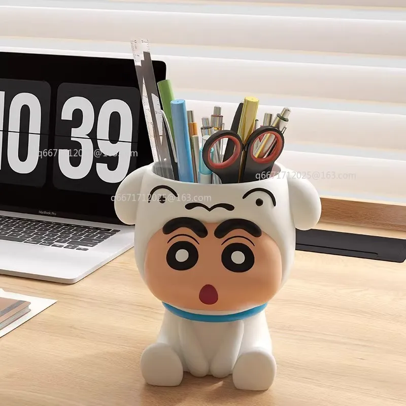 Figurki z anime Crayon Shin-chan, gadżety, ozdoby dekoracyjne z kreskówek, pudełko do przechowywania, akcesoria na biurko, organizer, pojemniki na długopisy, prezent