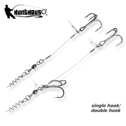 Hunthouse soft pike shad double hook ice fishing tools rig single double hook rigging big fishing tackle pike musky
