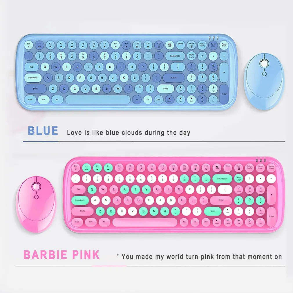 Wireless 2.4G round Keycap Mixed Colors Keyboards For Macbook PC Laptop iPad Tablet Computer Andorid Phone Keyboard & Mouse