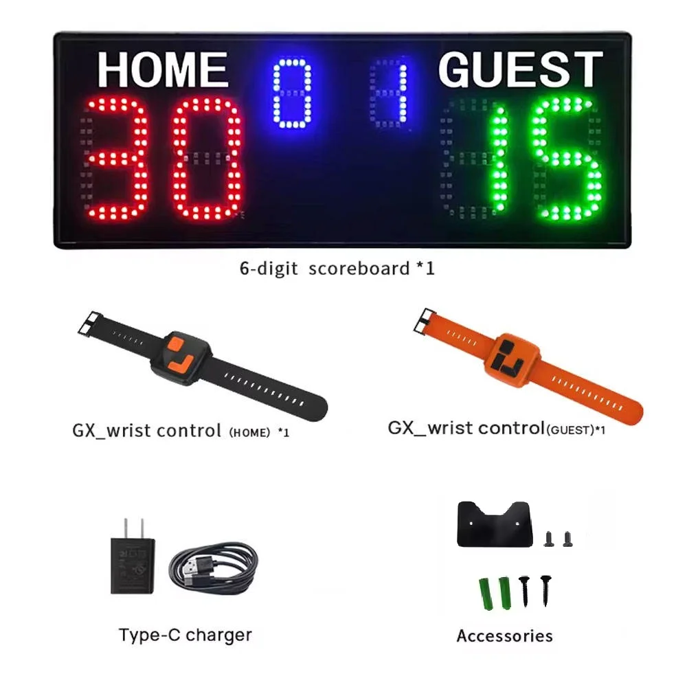 Papan Skor Bertenaga Baterai dengan Papan Skor Digital Pita Pergelangan Tangan dengan Papan Skor Elektronik Jarak Jauh untuk Permainan Sepak Bola Bisbol