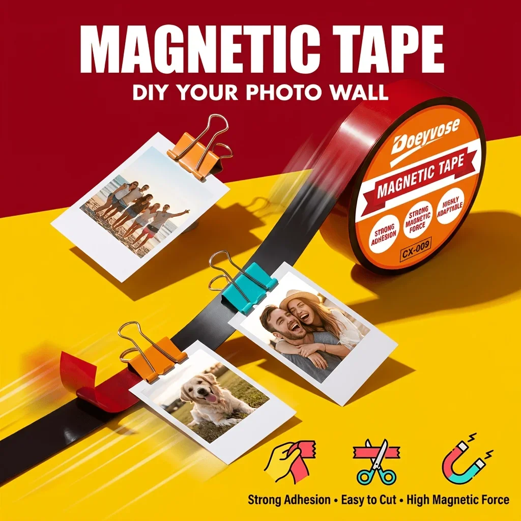 Doeyvose Flexible Rubber Magnetic Tape,  Perfect for Wall, Fridge, Photos, Posters, Home and Daily Office Storage view 3