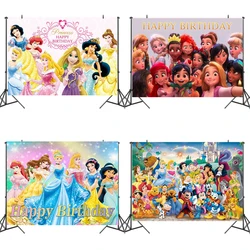 Disney Princess Party Backdrops Decoration Backgrounds Vinyl Photography Shootings Backdrops For Girls Birthday Party Supplies