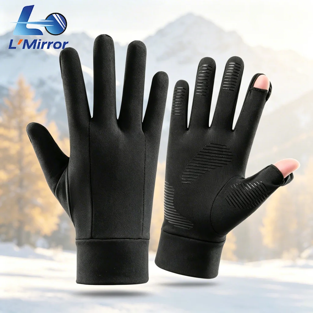 L●Mirror Winter Thermal Gloves Super Soft Inside Silicone Non-Slip Touchscreen For Men Women Outdoor Sports Cycling Hiking